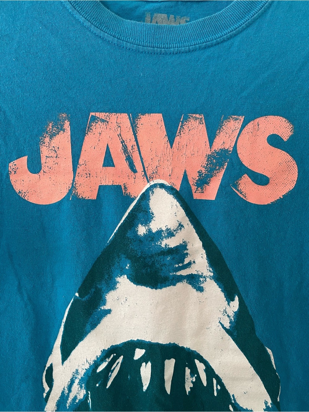 Jaws Graphic Short Sleeve Tee - Teal with Pink Print - Picture 3 of 6